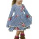 Blue Sweet Striped Floral Kids Dress