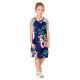 Blue Stripes Short Sleeve Floral Little Girl Dress