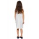 White Little Girls Spaghetti Strap Button Dress with Pockets