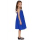 Blue Little Girls Spaghetti Strap Button Dress with Pockets