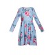 Floral Light Blue Swing Dress with Hidden Pockets