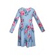 Floral Light Blue Swing Dress with Hidden Pockets