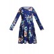 Floral Blue Swing Dress with Hidden Pockets