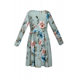 Floral Mint Swing Dress with Hidden Pockets