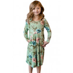 Floral Mint Swing Dress with Hidden Pockets