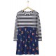 Navy Striped Cartoon Hedgehog Kid Dress