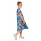 Blue Short Sleeve Floral Print Toddler Dress