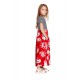 Red Striped Floral Print Little Girls Maxi Dress