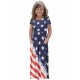 Flag Print Stars and Stripes Print Loose Casual Maxi Dress with Pockets