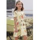 Short Sleeve Pocketed Children's Floral Dress