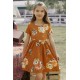 Orange Short Sleeve Pocketed Children's Floral Dress