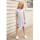 Gray Colorblock Patchwork Striped Girls’ Dress