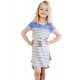 Sky Blue Colorblock Patchwork Striped Girls’ Dress