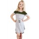 Green Colorblock Patchwork Striped Girls’ Dress