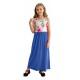 Blue Crewneck Sleeveless Floral Patchwork Kids Maxi Dress