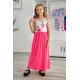 Rose Crewneck Sleeveless Floral Patchwork Kids Maxi Dress