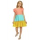 Yellow Ruffled Sleeve Colorblock Kid Dress