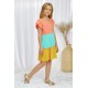 Yellow Ruffled Sleeve Colorblock Kid Dress