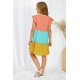 Yellow Ruffled Sleeve Colorblock Kid Dress