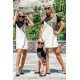 Family Matching Snakeskin Splicing Girl's T-shirt Mini Dress