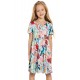 Sky Blue Crewneck Short Sleeve Floral Girl's Midi Dress