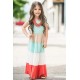 Family Matching Short Sleeve Color Block Kids' Maxi Dress