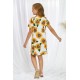 Sunflower Print Twist Knot V Neck Girl's Mini Dress