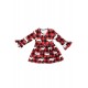 Girls Reindeer Allover Plaid Ruffled Christmas Dress