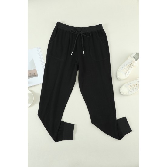 Black Pocketed Drawstring Joggers