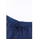 Dark Blue Pocketed Drawstring Joggers