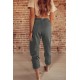 Gray Drawstring Waist Pockets Sweatpants