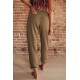 Khaki Drawstring Waist Pockets Sweatpants