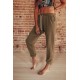 Khaki Drawstring Waist Pockets Sweatpants