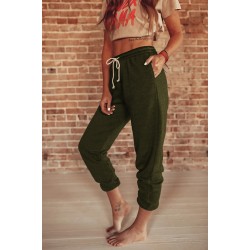 Green Drawstring Waist Pockets Sweatpants