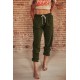 Green Drawstring Waist Pockets Sweatpants