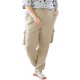 Khaki Elastic Waist Side Pocket Plus Size Jogger Pants