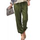 Green Drawstring Elastic Waist Pull-on Casual Pants with Pockets