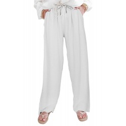 White Linen Loose Casual Pants