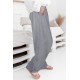 Gray High Waist Drawstring Wide Legs Casual Pants