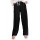 Black High Waist Drawstring Wide Legs Casual Pants