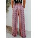 Purple Smocked Printed Wide Leg Pants