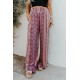 Purple Smocked Printed Wide Leg Pants