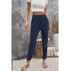 Blue Drawstring Elastic Waist Joggers with Pockets