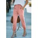 Pink Casual Pocketed Elastic Waist Joggers