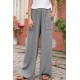 Gray Casual Wide Legs Pants with Pockets