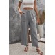 Gray Casual Wide Legs Pants with Pockets