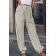 Beige Casual Drawstring High Waist Pockets Joggers