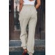 Beige Casual Drawstring High Waist Pockets Joggers