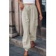 Beige Casual Drawstring High Waist Pockets Joggers