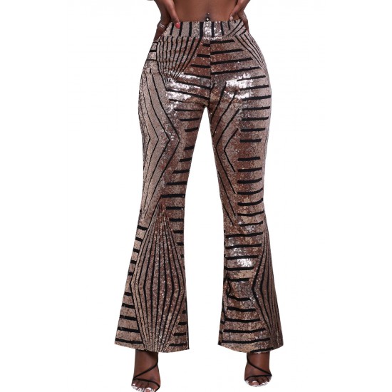 Brown Sequin Wide Leg Pants